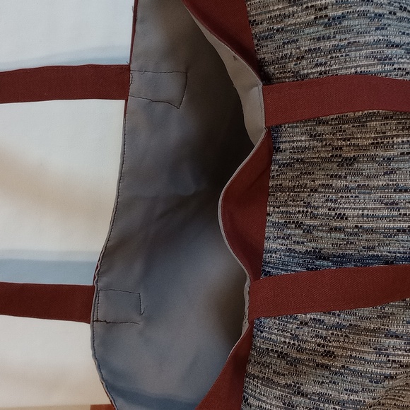 Handmade tote upholstery like fabric lined size 17 1/2. 10 1/2 - Picture 3 of 3